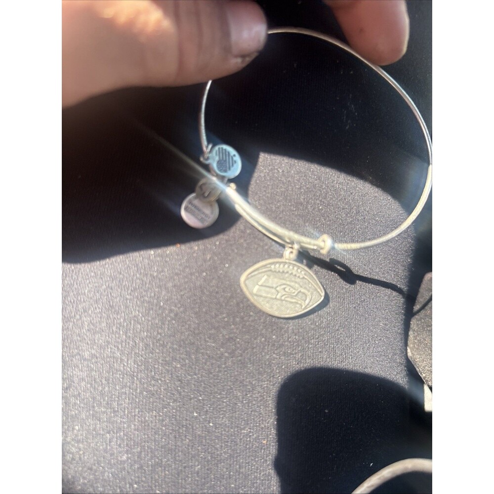 Authentic Alex and Ani Seattle Seahawks Football Rafaelian Silver Bangle